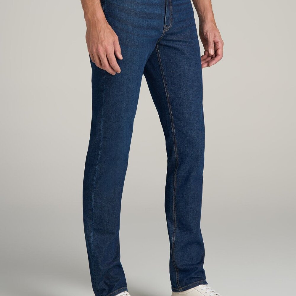American Tall Dylan Slim Fit Fleeced Jeans for Tall Men in Colorado Blue Wash Si